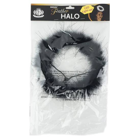 Zucker Feather Products - Venta al por mayor Disfraz - Mujer - Halo de plumas de marabú con luces LED negras y lúrex negro4