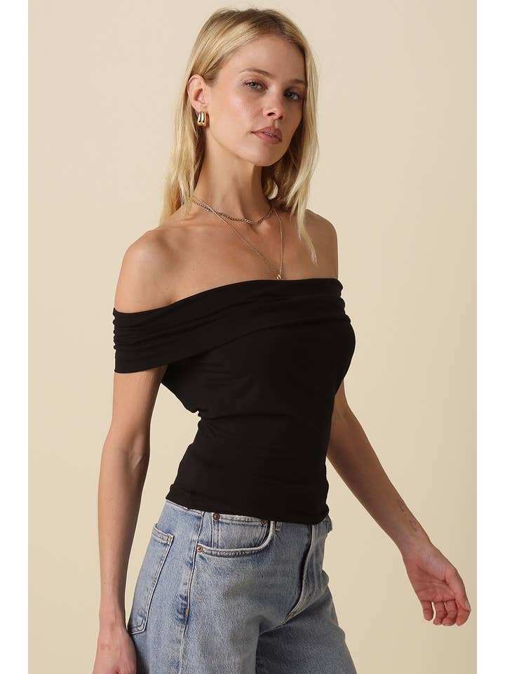 Olivaceous - Wholesale Knit Top - Women's - Leslie Off Shoulder Top1