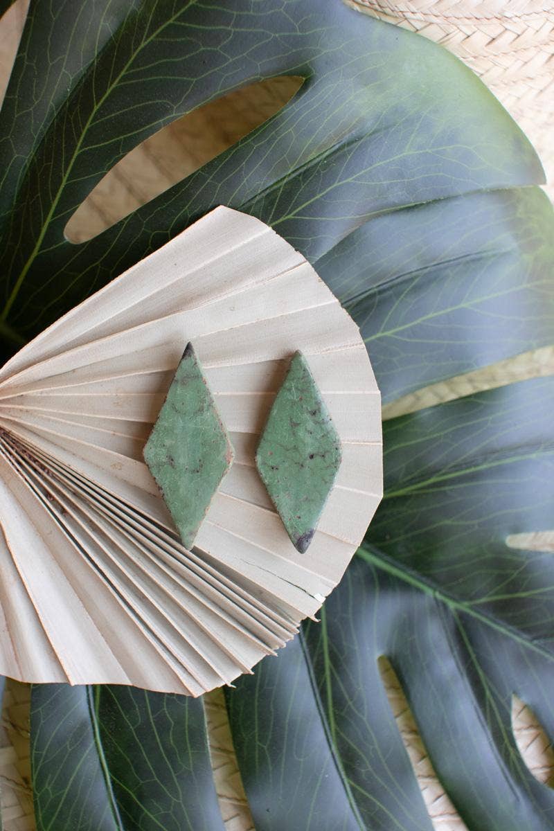 Kalalou - Wholesale Dangle Earrings - Diamond Clay Lenca Earrings-Green