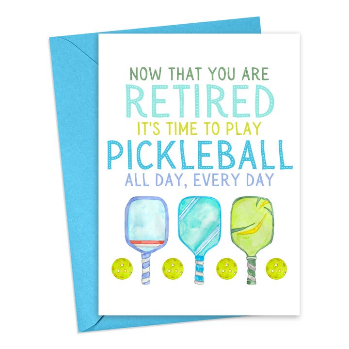 Pickleball Retirement Card - Funny Going Away Greeting Cards for wholesale by R is for Robo