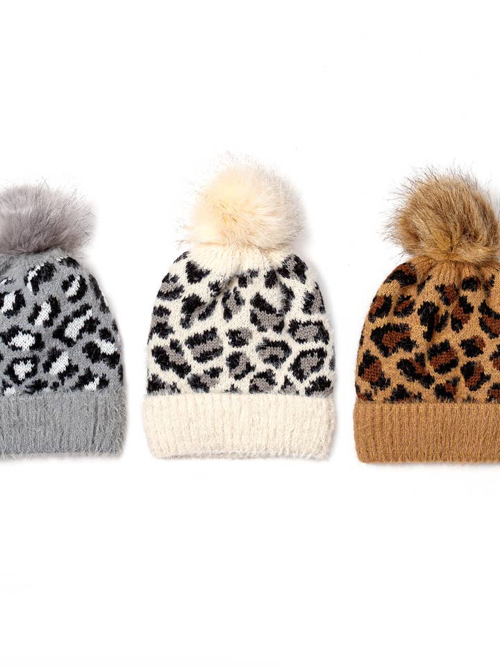 Wintermütze mit Leopardenmuster (WBN-31) für den Großhandel von Imagine Imports