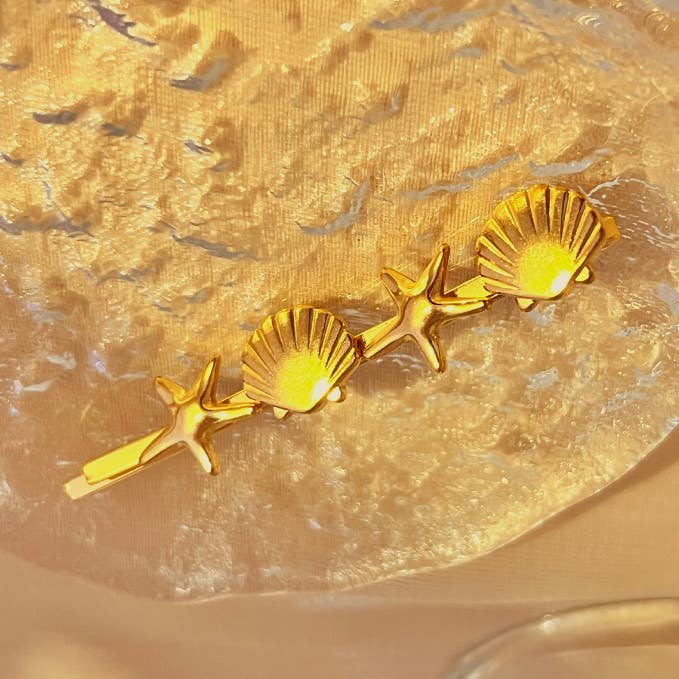 Mermaid Seashell and Starfish Hair Clip for wholesale by POSTA Designs Studio