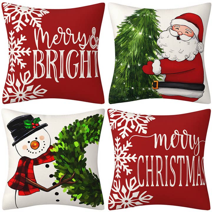 ACCITY - Wholesale Throw Pillow Cover - CHRISTMAS TREE SNOWFLAKE HOME PILLOWCASE_CWMM1381