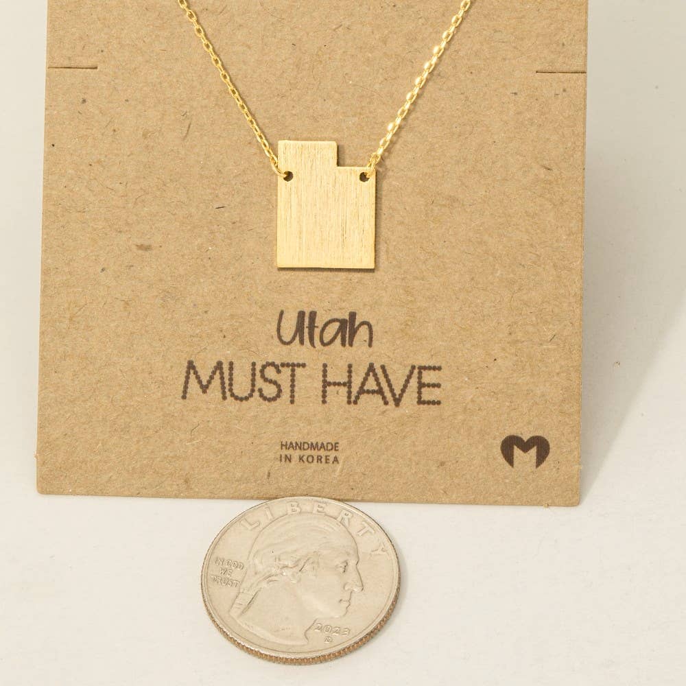 Fame Accessories - Wholesale Pendant/Charm Necklace - Utah State Pendant Necklace2