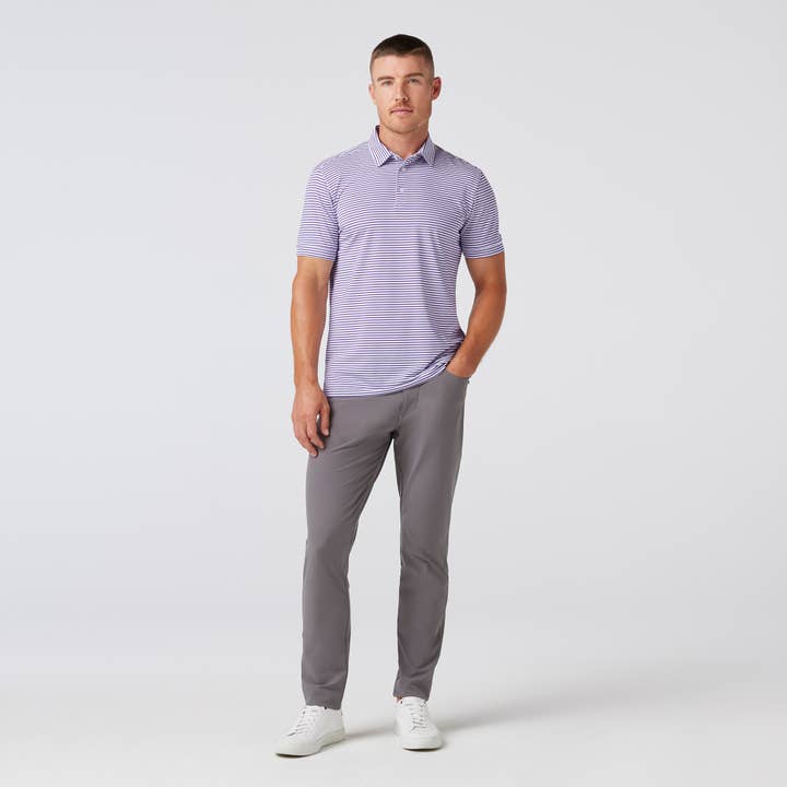 Versa SS Polo - Purple Stripe for wholesale on Faire