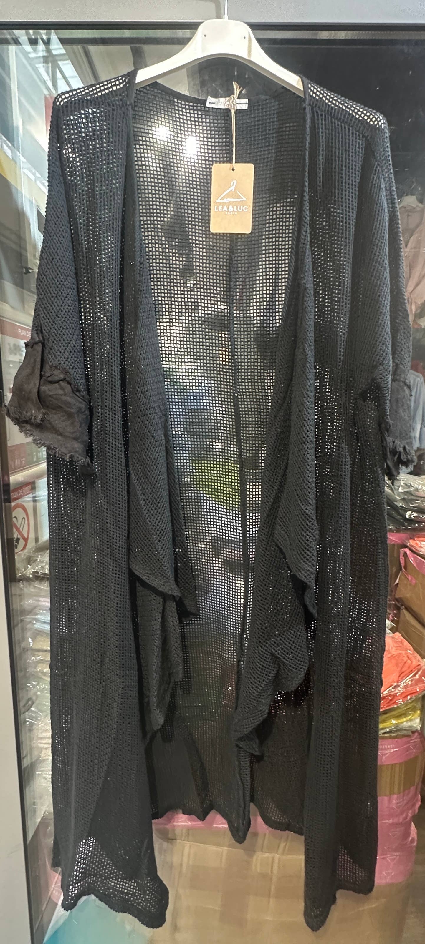 LÉA & LUC - Wholesale Vest - Dames - Opengewerkt vest van 100% katoen met 100% linnen mouwen REF. 6086517