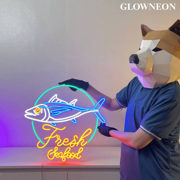 Fresh Seafood Led Light, Seafood Restaurant Neon Wall Decor for wholesale by Glow Neon