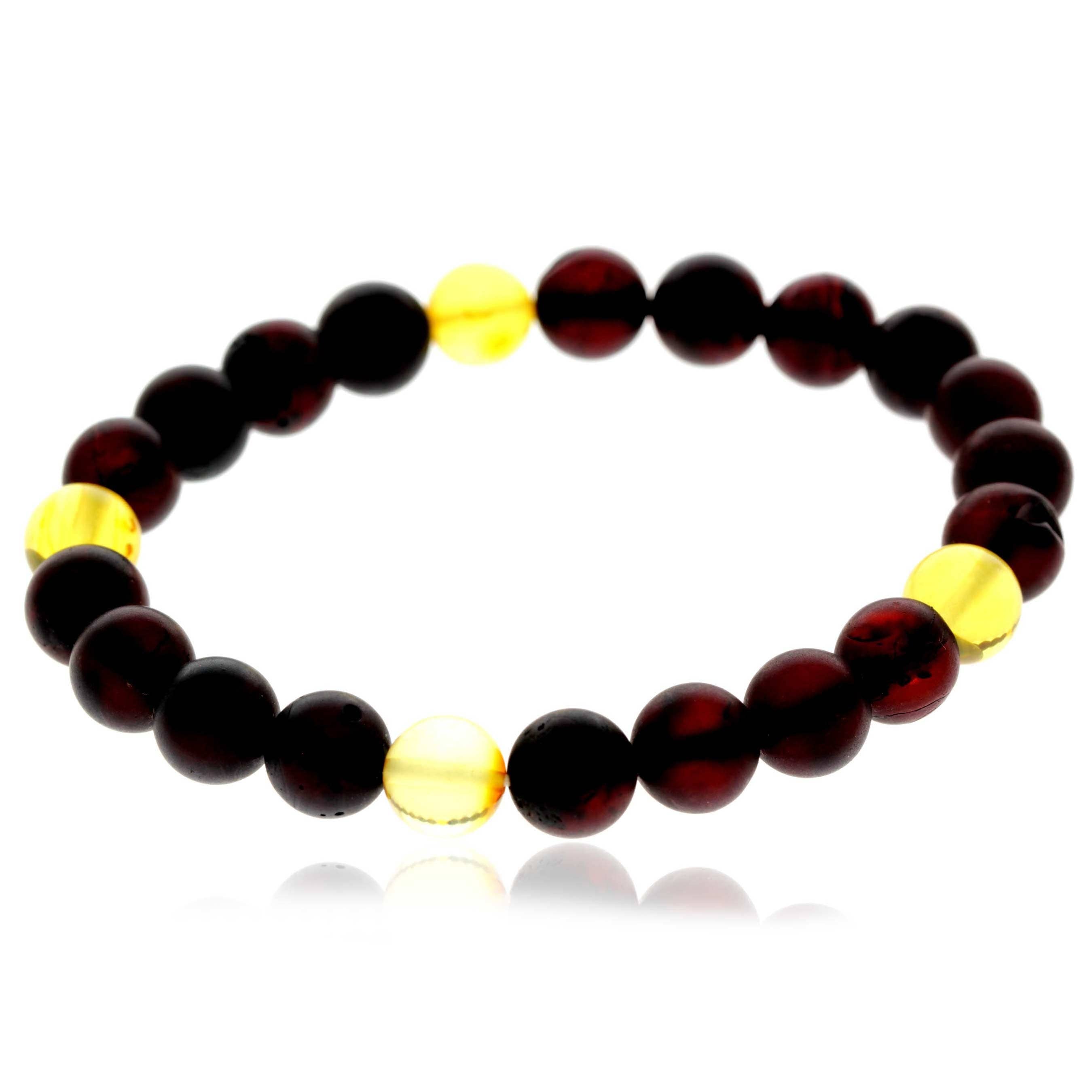 SilverAmber Jewellery – wholesale Beaded bracelet – Genuine Baltic Amber Elasticated Beaded Bracelet for Men / Unisex - MB0292