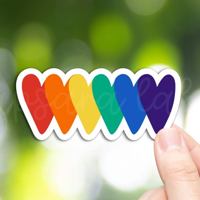 Rainbow Hearts Sticker, LGBTQ, Gay Pride Stickers for wholesale by Apsara Labels