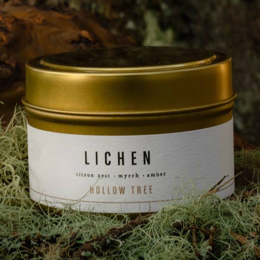 Lichen | Travel Tin Candle 4 oz | Coconut Wax for wholesale by Hollow Tree Candle Co