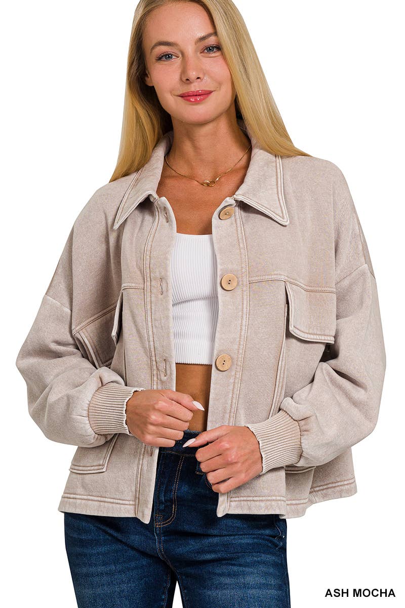 42POPS - Venta al por mayor Sobrecamisa - Mujer - ... CHAQUETA CORTA DE FORRO POLAR LAVADO CON ÁCIDO SI-253362
