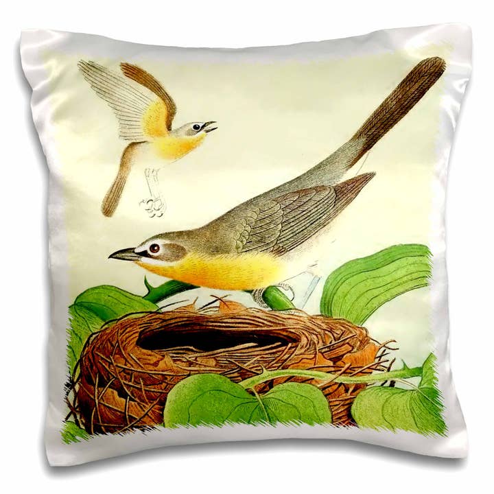 3dRose, Vintage Vogelkunst Gelbbrust-Waldsänger Vogelnest Illustration Druck, Kissenbezug für den Großhandel von 3dRose