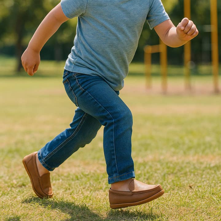 Tan Thaddeus Boys Slip-On Moccasin for wholesale on Faire1