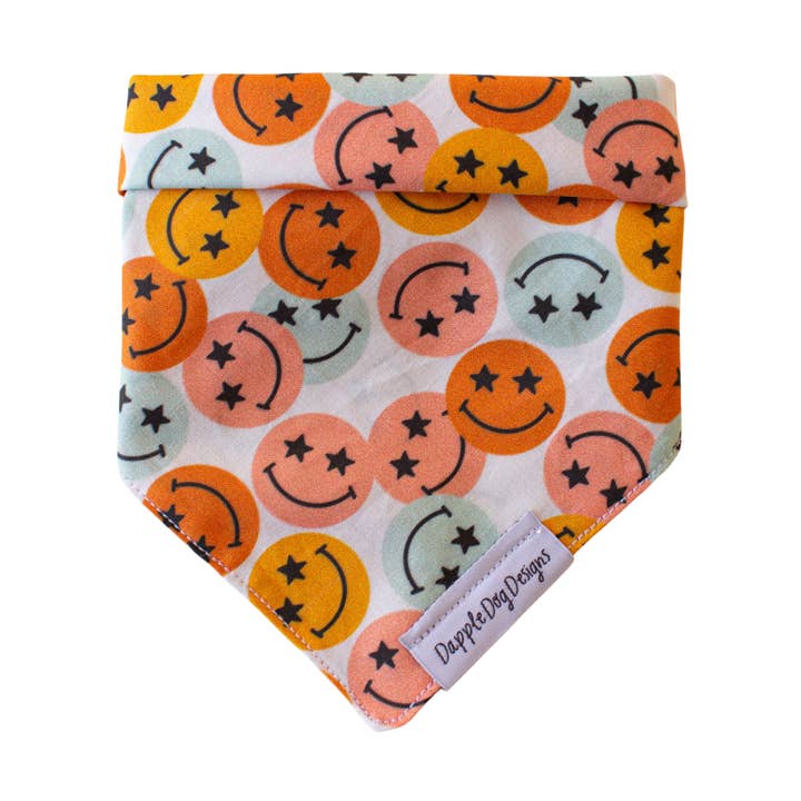 Groovy Smileys Bandana - Summer Dog Bandana for wholesale by Dapple Dog Designs