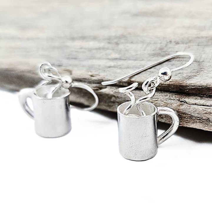 Sterling silver coffee mug dangle earrings for wholesale by Ardent Jewel Co