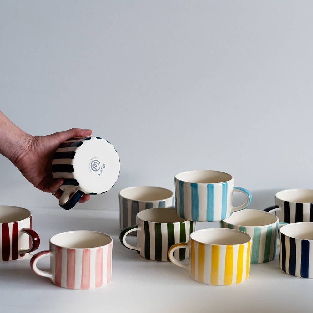Musango - Wholesale Coffee Mug - Handmade & Painted Latte Style Musango Mugs in Candy Stripe13