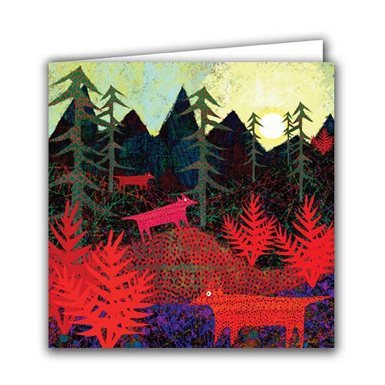 Blank Greeting Card - ''Fox in the Pines" for wholesale by Silver Birch Cards