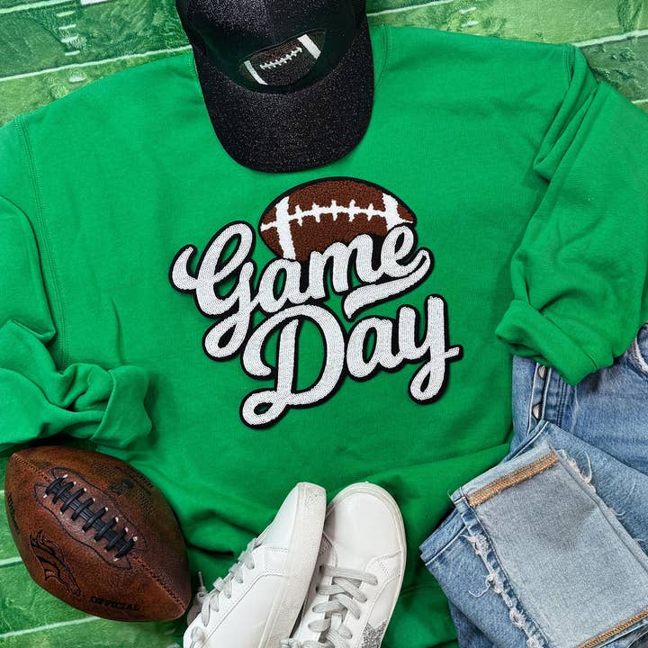 Trendy Transfers - Wholesale Patch - White Sequin Football Game Day Patch