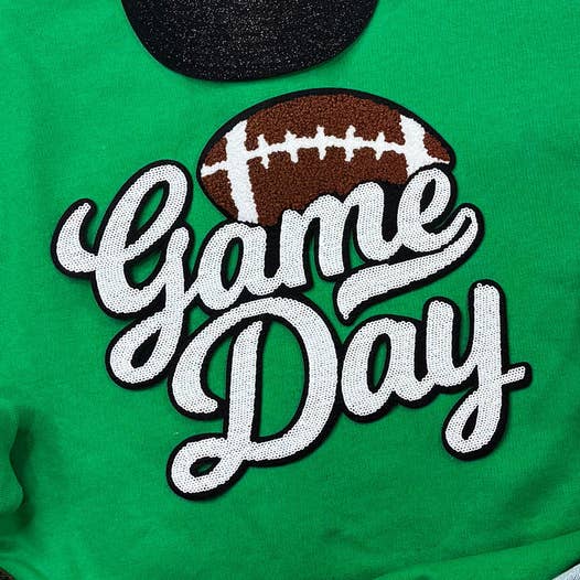 Trendy Transfers - Wholesale Patch - White Sequin Football Game Day Patch0