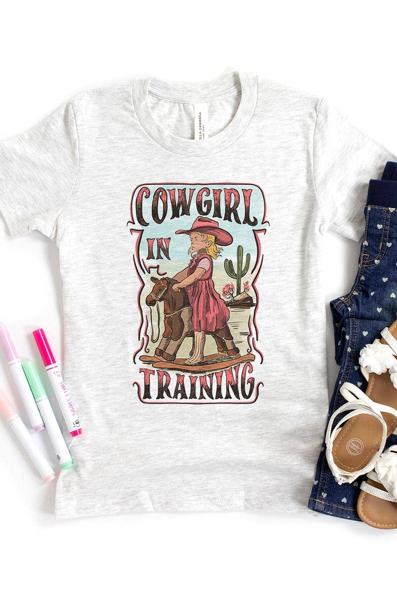 COLORBEAR - Wholesale Screen Printed T-Shirt - Kids - KIDS GRAPHIC TEE COWGIRL IN TRAINING,WESTERN,CACTUS 0