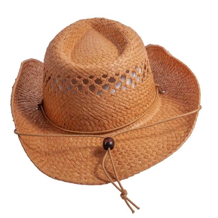 Tan Western Straw Cowboy Hat - Style Carly for wholesale on Faire3