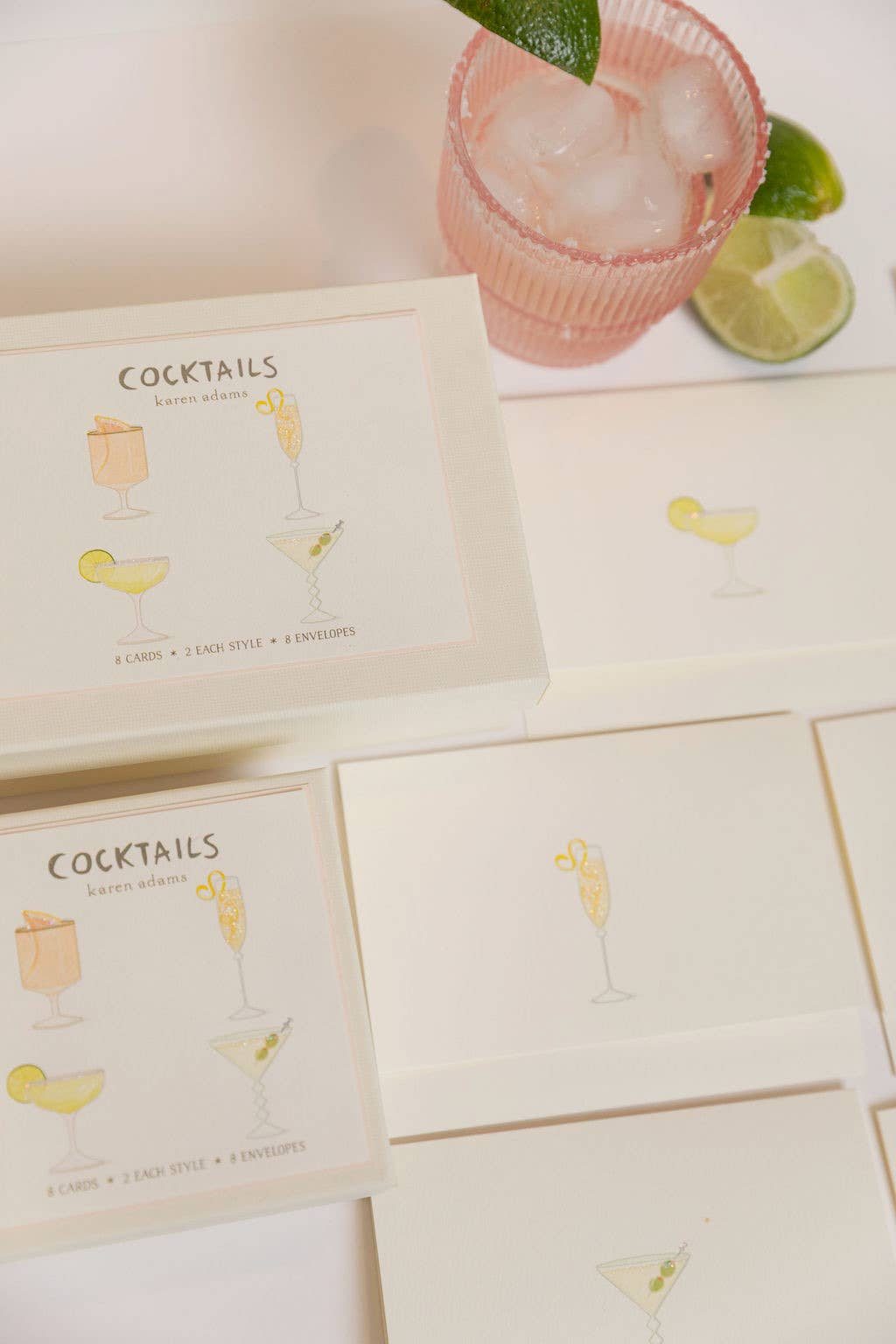 Karen Adams Designs – Großhandel Briefpapier-/Postkarten-Set – Cocktail-Notizkartenbox5