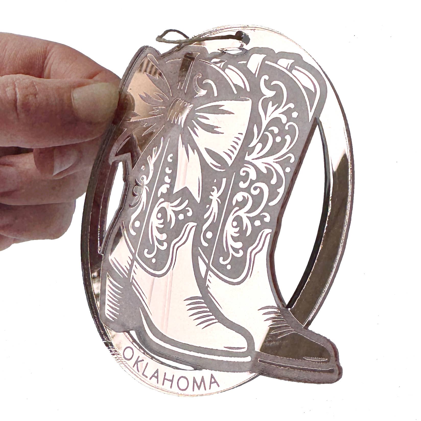 Art by Sharell - Wholesale Ornament Set - Mirrored Cowgirl Boots Ornament, Western Christmas Ornament7