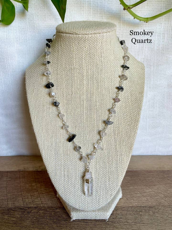 Silver Wire Wrapped Crystal Chain Necklaces for wholesale by Bohindie Silver