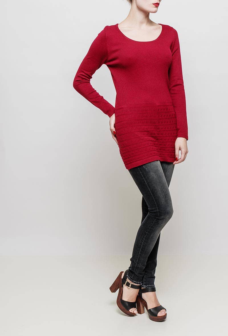 MACMAX - Vente Tunique – femme - Tunique en maille VINADA rouge