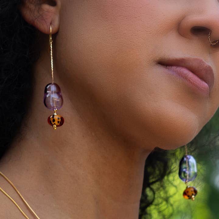Peter and June - Wholesale Dangle Earrings - Lennox Dangle Earring - Hand Made Murano Lilac Glass2