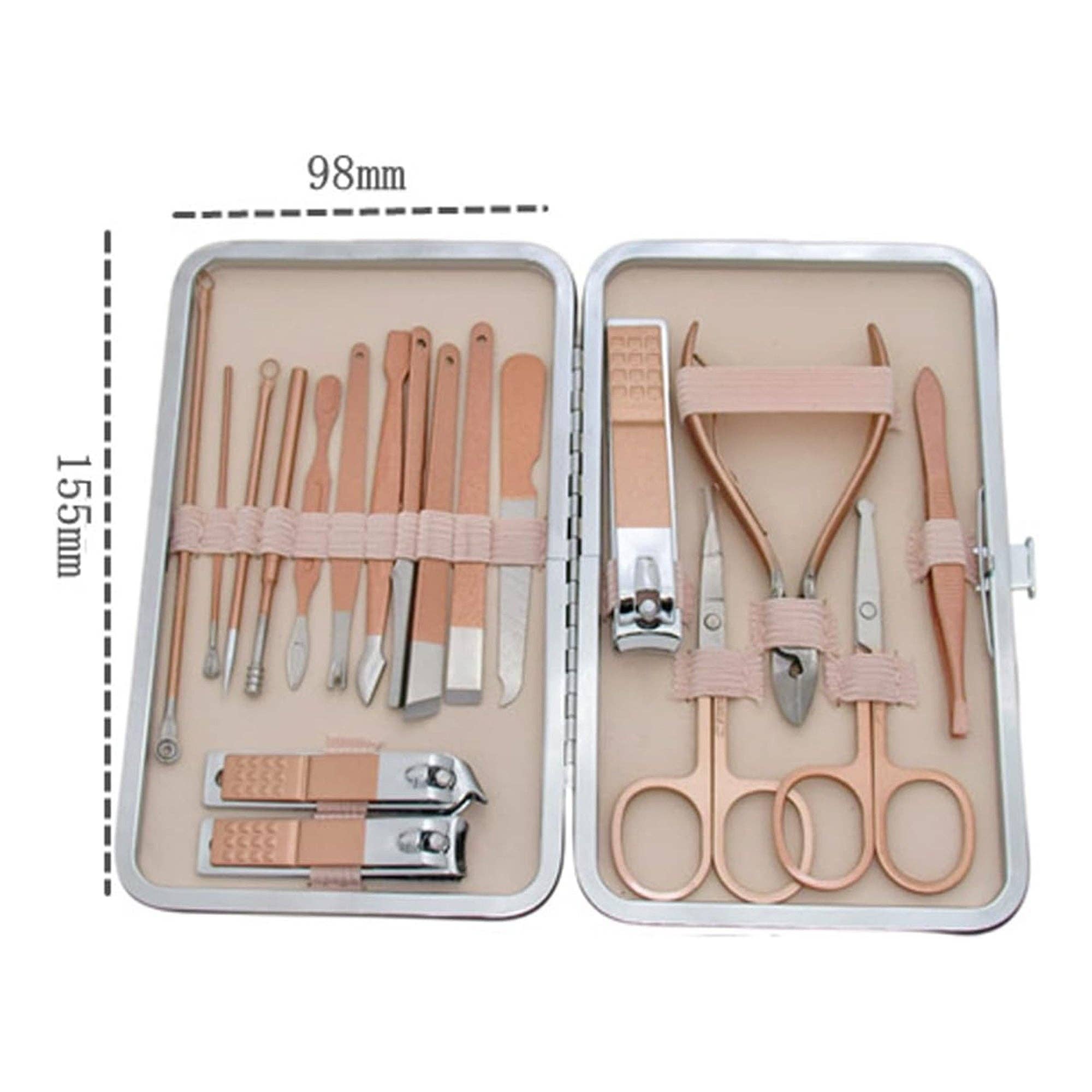 Vigor Path - Wholesale Nailcare set - Professional Manicure Set - Portable Travel Nail Kit (18 Piece - Pink)1
