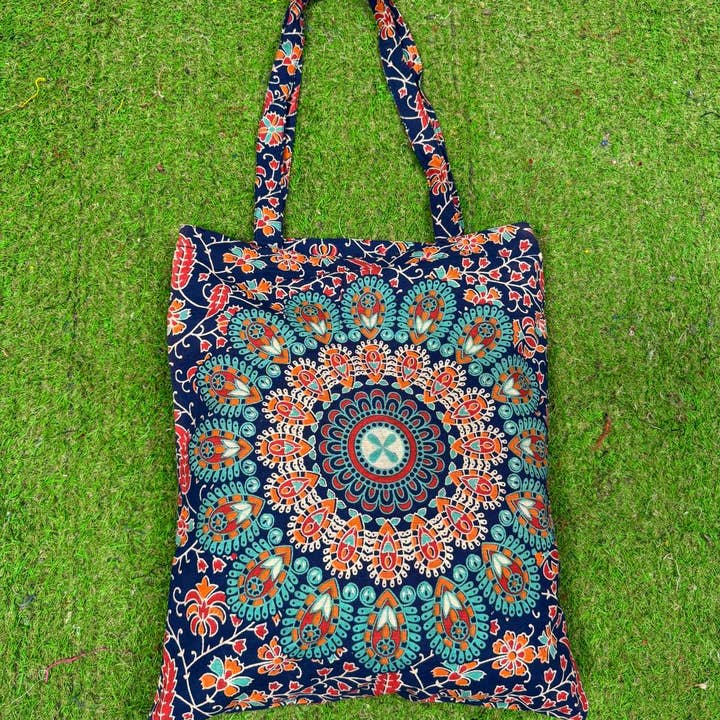 Reusable Cotton Tote with Mandala Design bag shopping bag and other Purchase Wholesale reusable fabric bags. Free Returns & Net 60 Terms on Faire trending on Faire.
