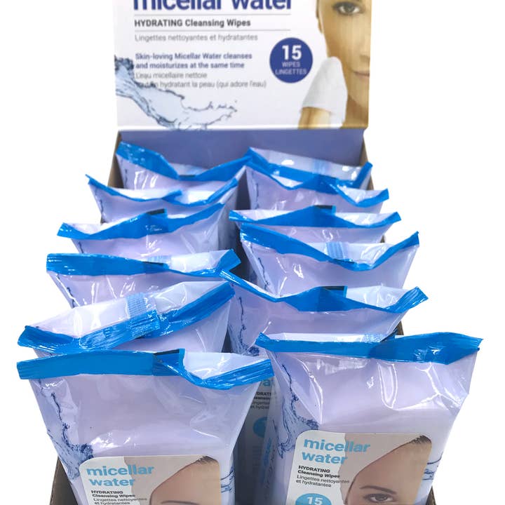 Relaxus Products - Wholesale Face & Body Wipes - FACIAL CLEANSING WIPES - DISPLAYER OF 12