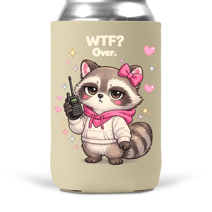WTF Sur Raton Laveur Drôle Néoprène Canette Refroidisseur Koozie pour la vente par tcbco