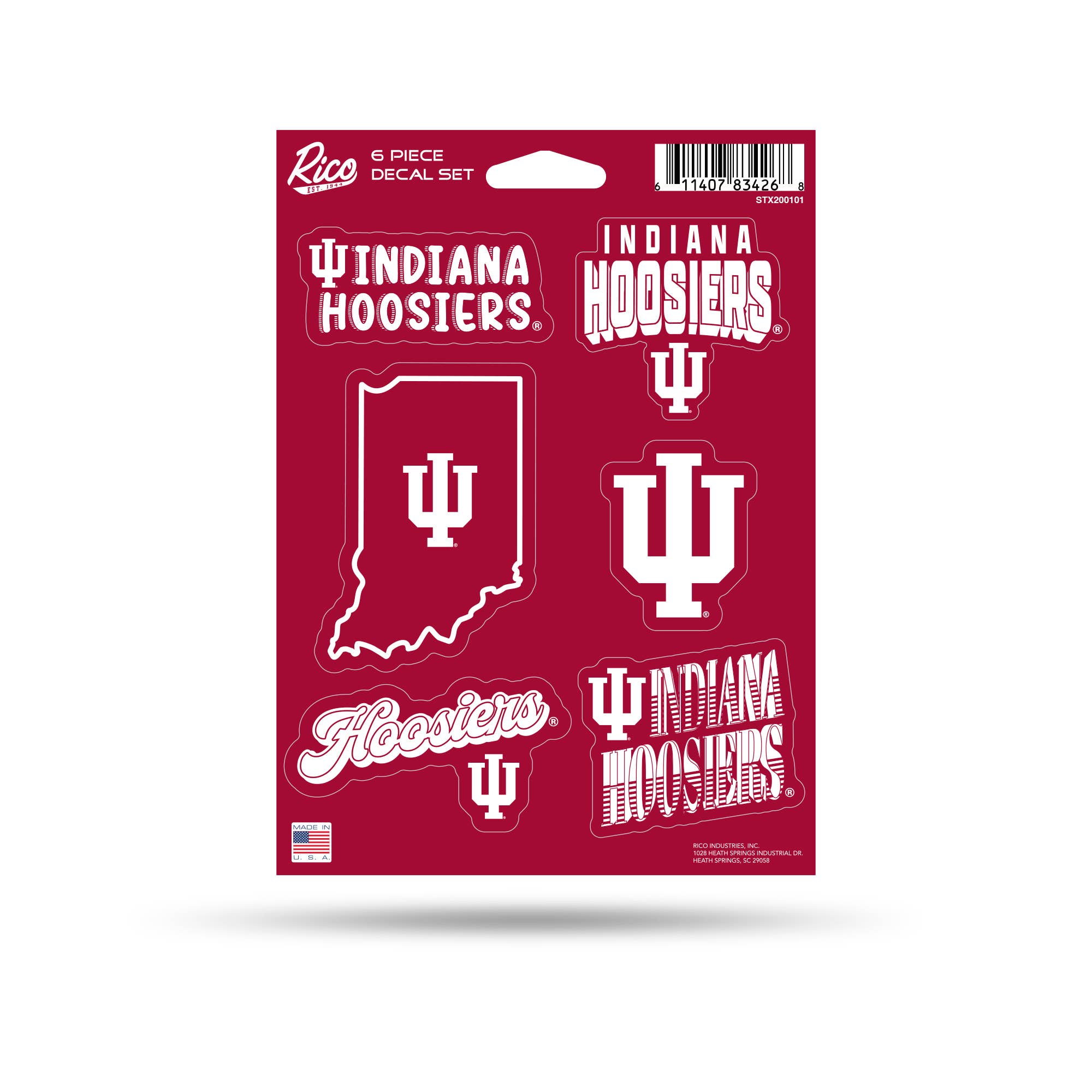 Rico Industries - Vente Breloque décorative pour voiture – unisexe - Ensemble de 6 autocollants NCAA Indiana Hoosiers0