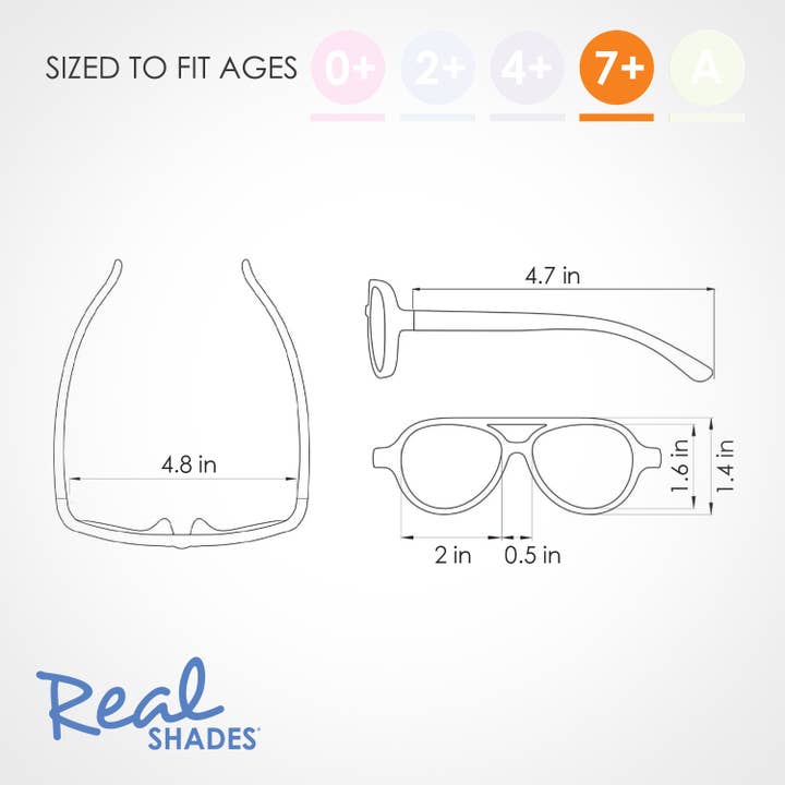 Real Shades – Großhandel Sonnenbrille – Kinder – Sky Flexible Frame Sonnenbrille für Jugendliche 7+9