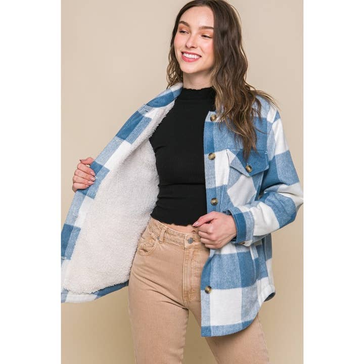 Karierte Button-Daunenjacke mit Fronttaschendetail für den Großhandel von IVE