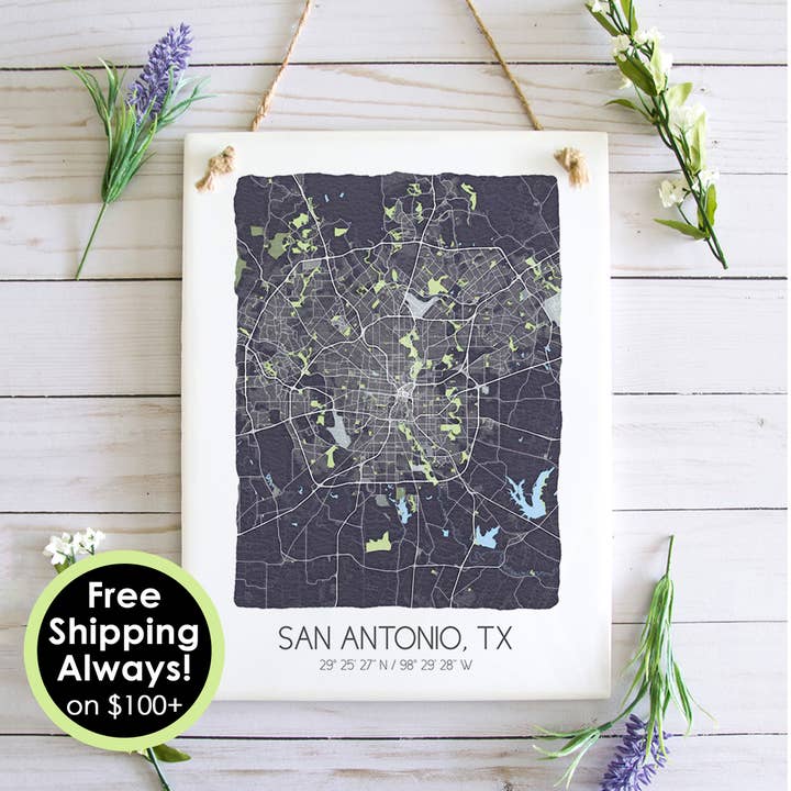 San Antonio Texas Map Wall Tile - Ceramic Tile Sign for wholesale by Sparks House Co.