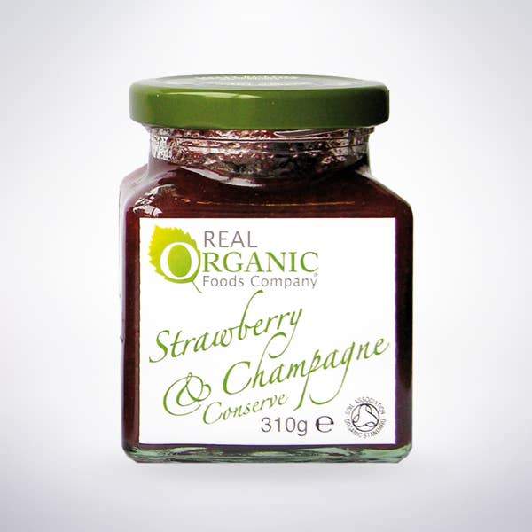REAL ORGANIC FOODS – Großhandel Marmelade/Gelee – Erdbeer-Champagner-Konservierung
