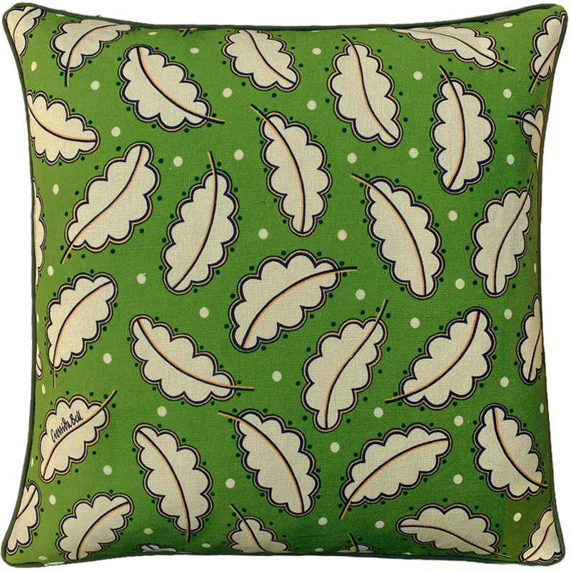 Cressida Bell – wholesale Throw pillow cover – Oak Leaf Cushion Cover with piping - Olive Green0