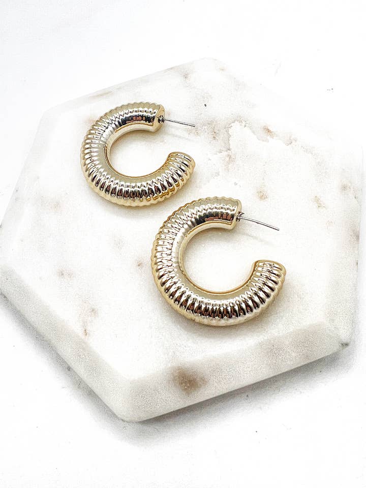 Gold Chrome Acrylic Hoop Earrings for wholesale by Baubles by B