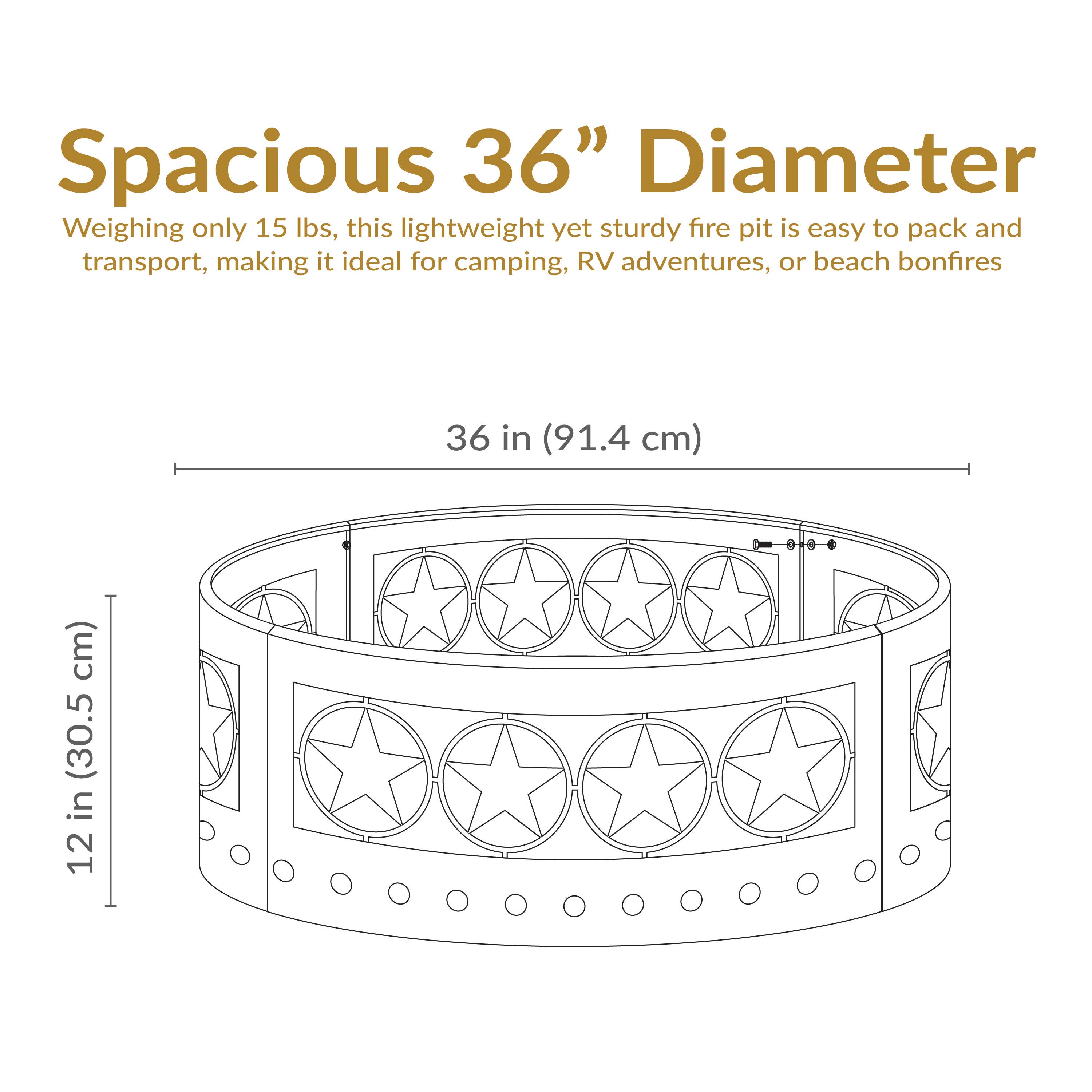 Sunnydaze Decor - Wholesale Fire Pit - 36 in Four-Star Cut-Out Fire Pit Ring with Poker5