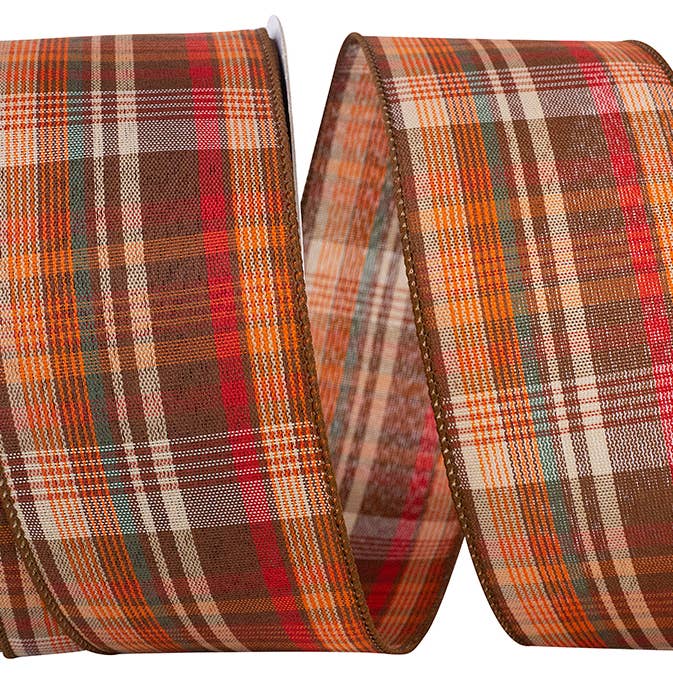 Avery Plaid Tierra Wired Edge, Rust, 2-1/2 In, 25 Yards for wholesale by RELIANT RIBBON
