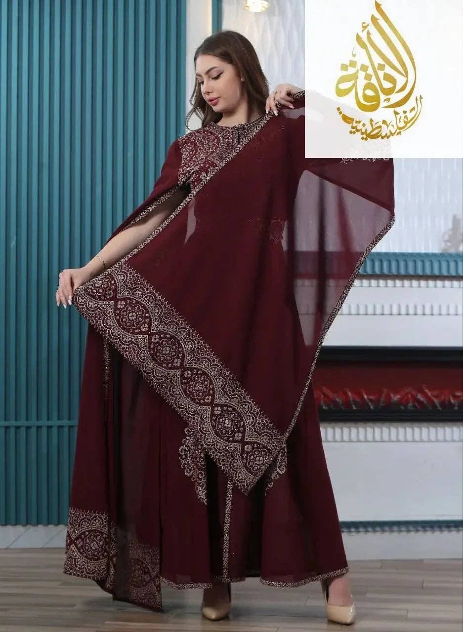 Palestinian Elegance - Wholesale Kaftan - Women's - Zahra Embroidered Slit-Sleeve Kaftan6