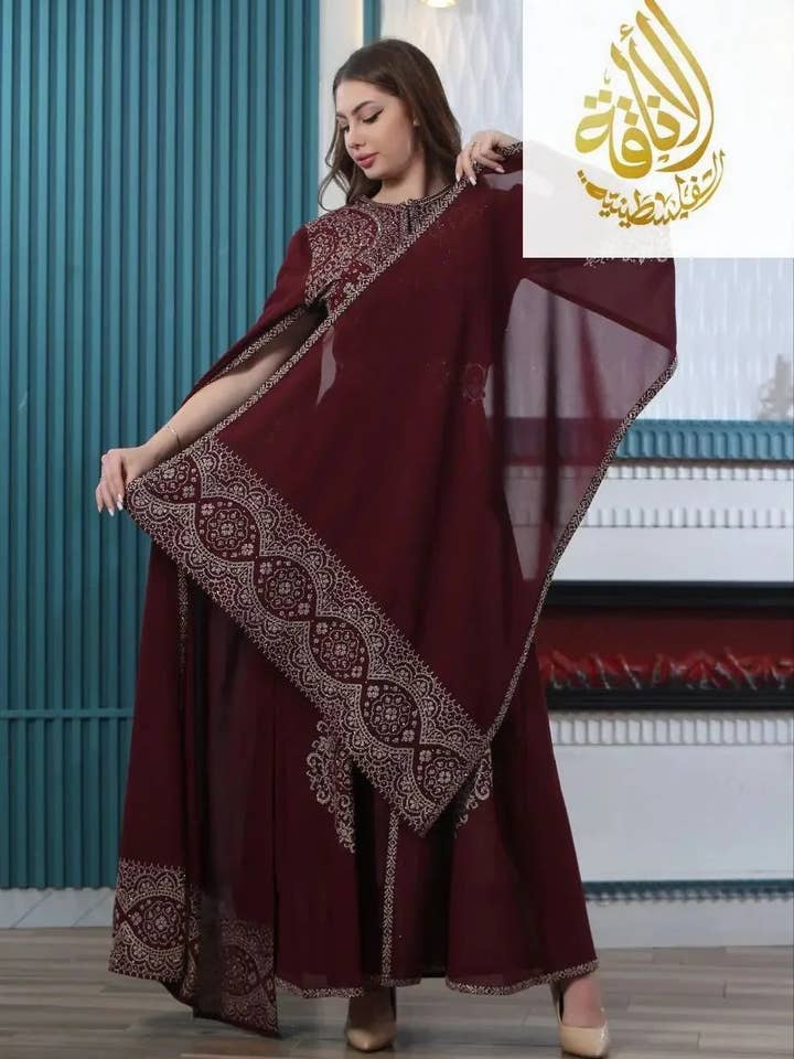 Palestinian Elegance - Wholesale Kaftan - Women's - Zahra Embroidered Slit-Sleeve Kaftan6