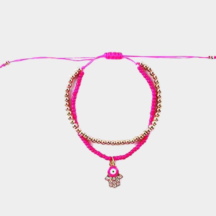 Sensibling Corp. - Wholesale Charm/Dangle Bracelet - 12PCS - Evil Eye Hamsa Charm Cinch Pull Tie Bracelets