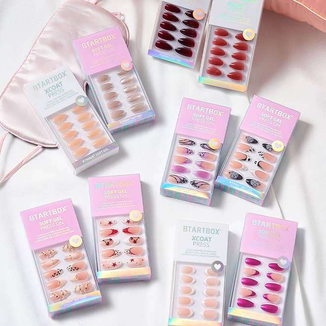 3D French Tip Press On Nails - BTArtbox Almond False Nails for wholesale by BTArtboxnails