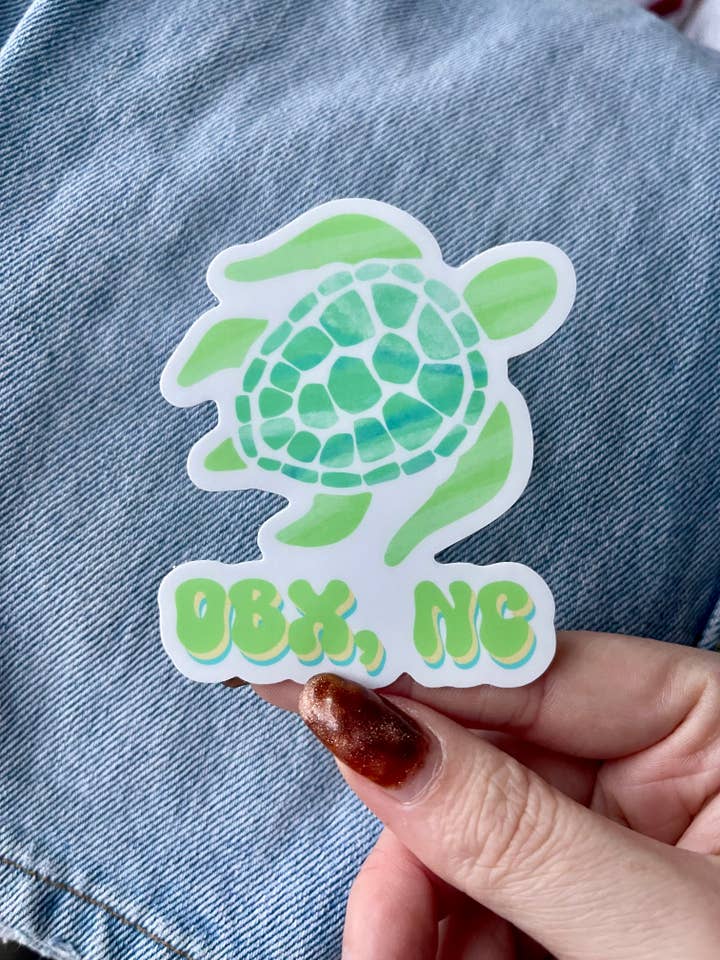 OBX, NC Outer Banks of North Carolina Sea Turtle Sticker for wholesale by Stickers by Saylor