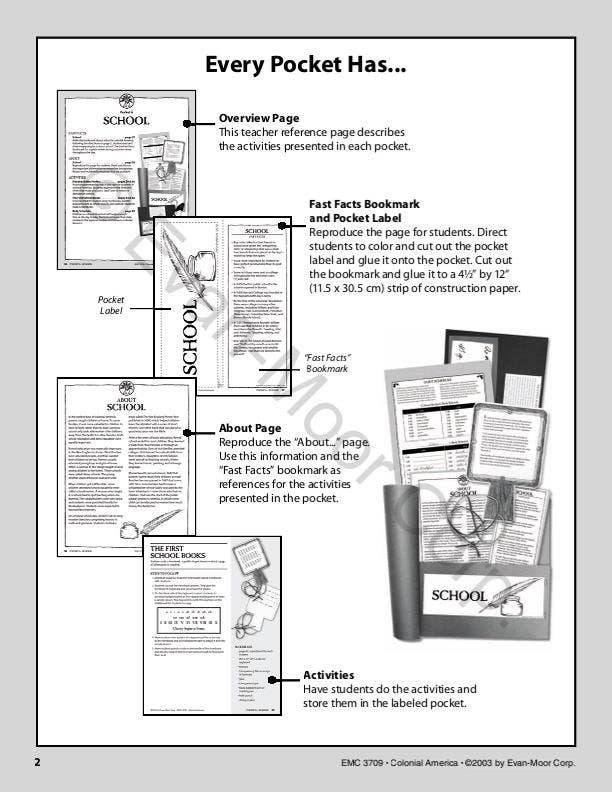 Evan-Moor Educational Publishers - Wholesale History & Geography - History Pockets: Colonial America, Grade 4 - 63