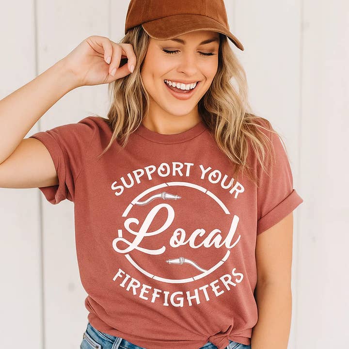 Support Your Local Firefighters Tee, Firefighter T-Shirt for wholesale by Soleinspire